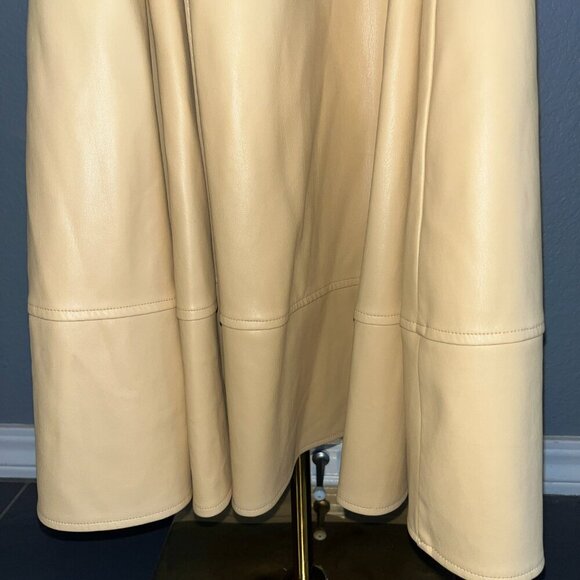 ANTHRO ANTHROPOLOGIE RYEGRASS REAL PECAN FAUX LEATHER FULL MIDI SKIRT. EUC  6 - Picture 3 of 12